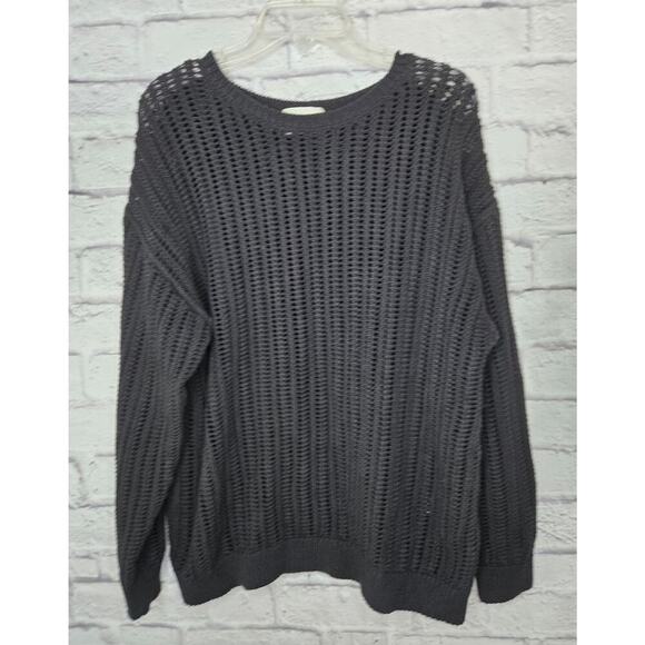 Aritzia Wilfred Free mesh cotton boatneck black afterglow sweater Medium. - Picture 3 of 9
